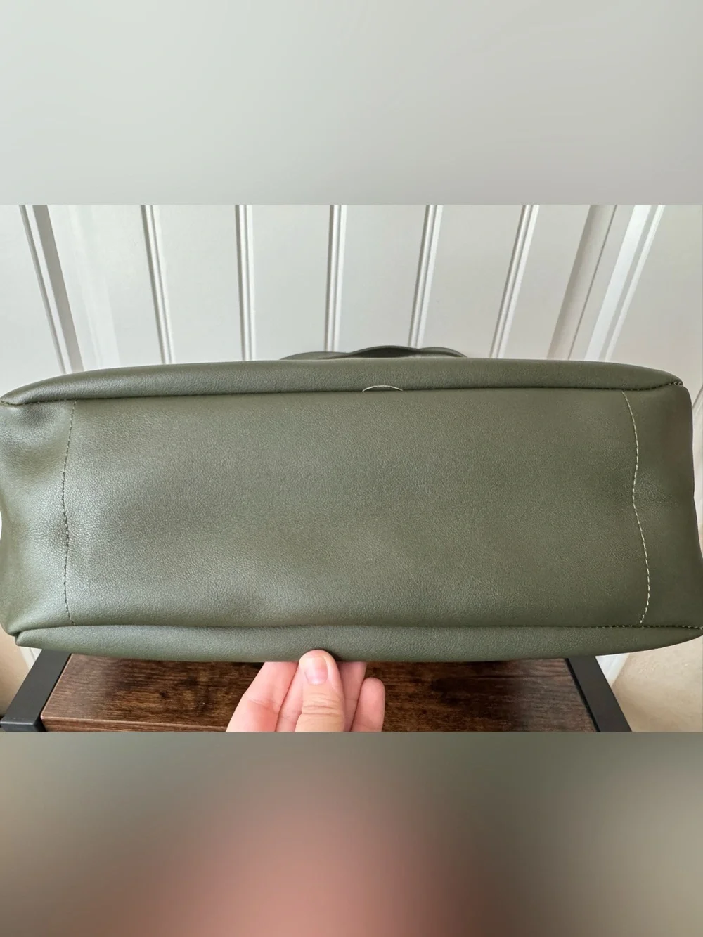 Neiman Marcus Olive Green Shoulder Tote Bag | Minimalist Slouch Hobo Purse